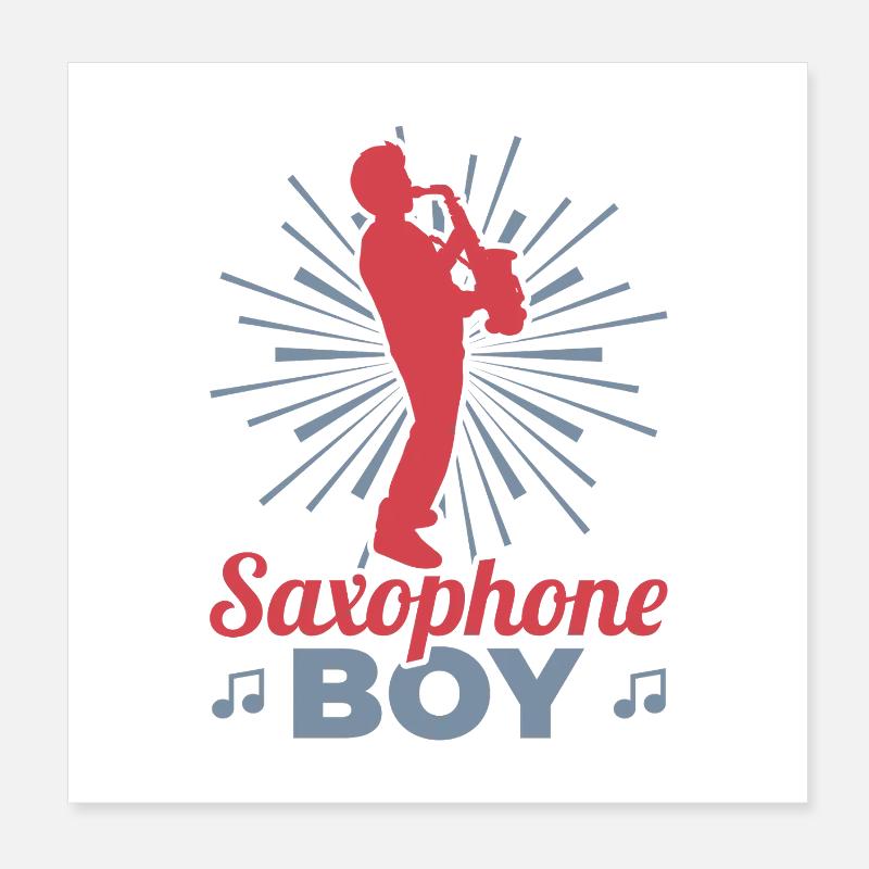 Boy playing saxophone Poster 8" x 8" (20x20 cm)