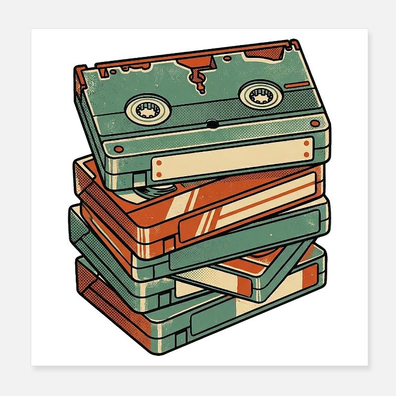 VHS Vidéocassette Rétro Vintage Poster 20 x 20 cm
