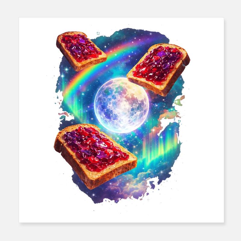 Toast spatial avec arc-en-ciel Poster 20 x 20 cm