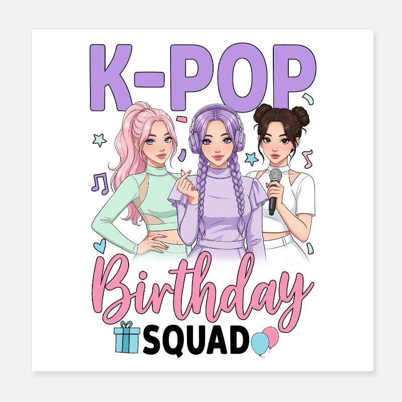 K-Pop Birthday Squad Poster 8" x 8" (20x20 cm)
