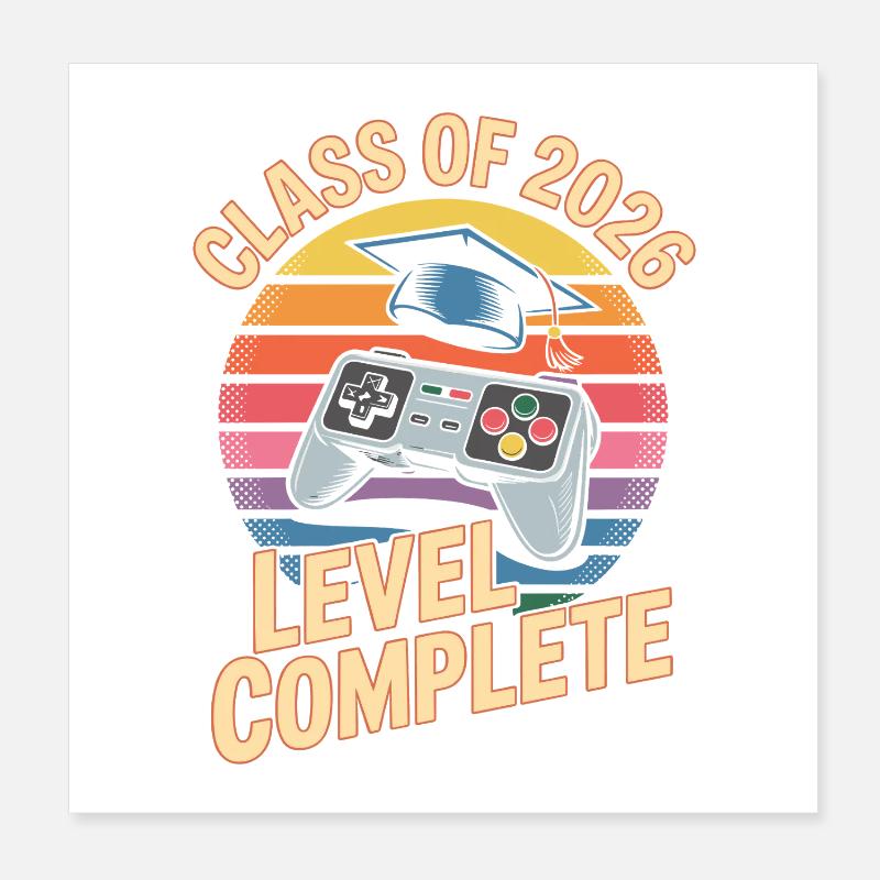 Level Complete 2026 Abschluss Retro Gaming Poster 20x20 cm