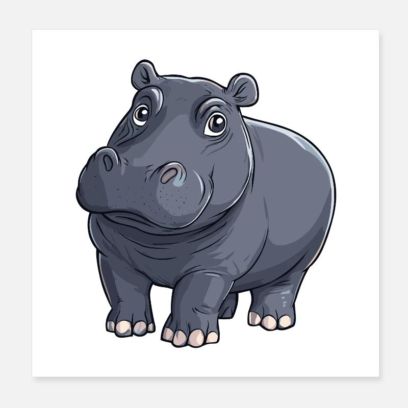 Illustration d’Hippo Nilpferd Poster 20 x 20 cm