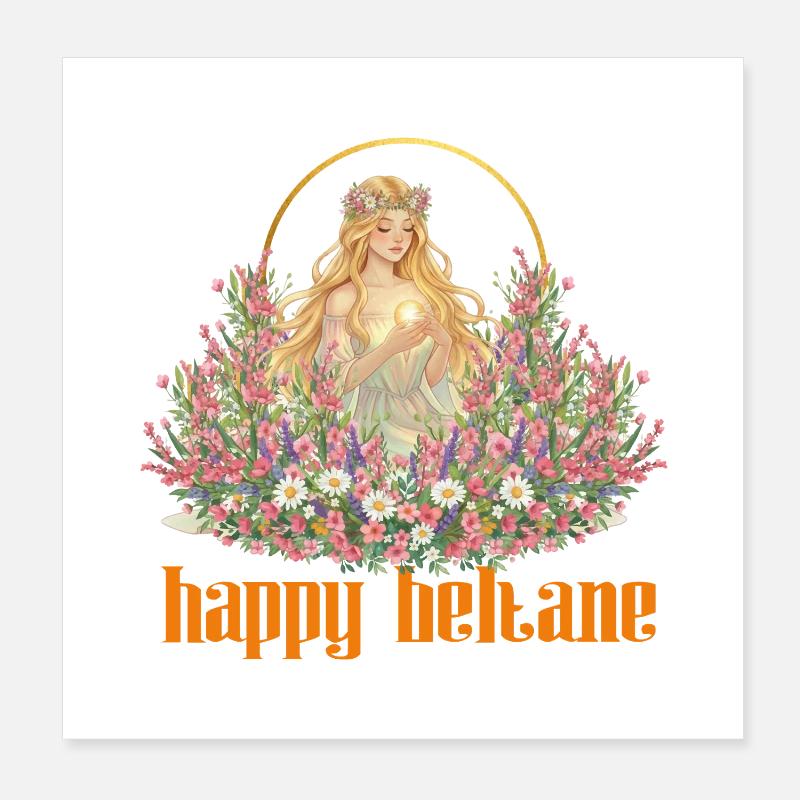 Happy Beltane Blessings May Day Celebrations Pagan Poster 8" x 8" (20x20 cm)