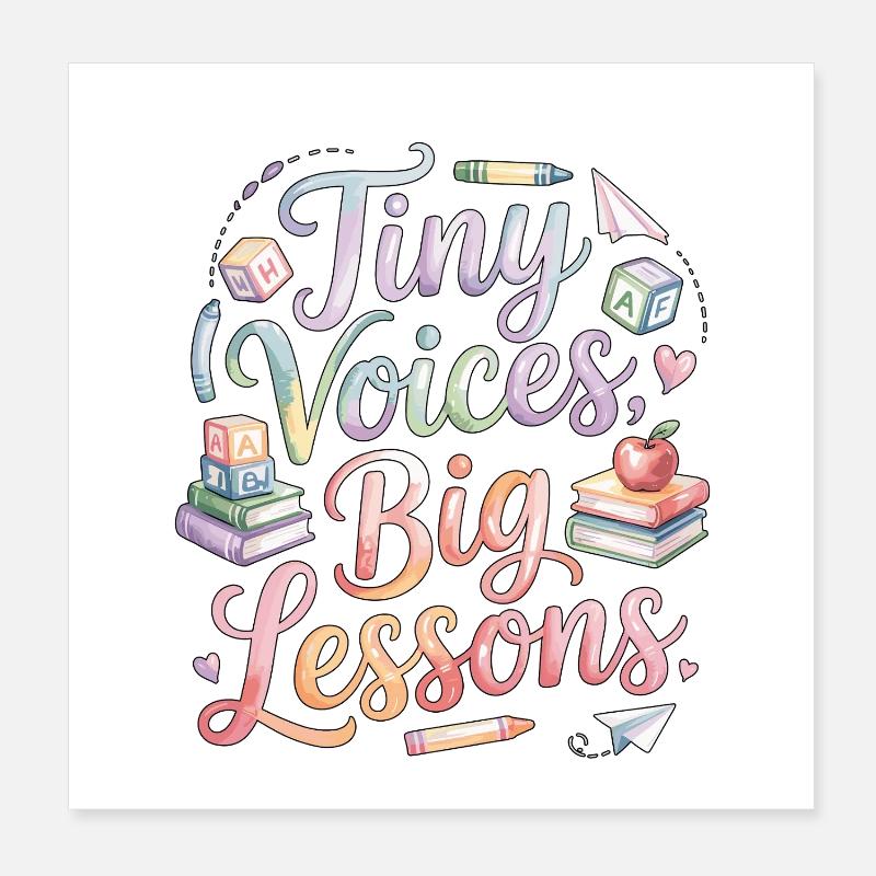 Enseignante d’école primaire, Tiny Voices, grande carrière d’enseignant Poster 20 x 20 cm