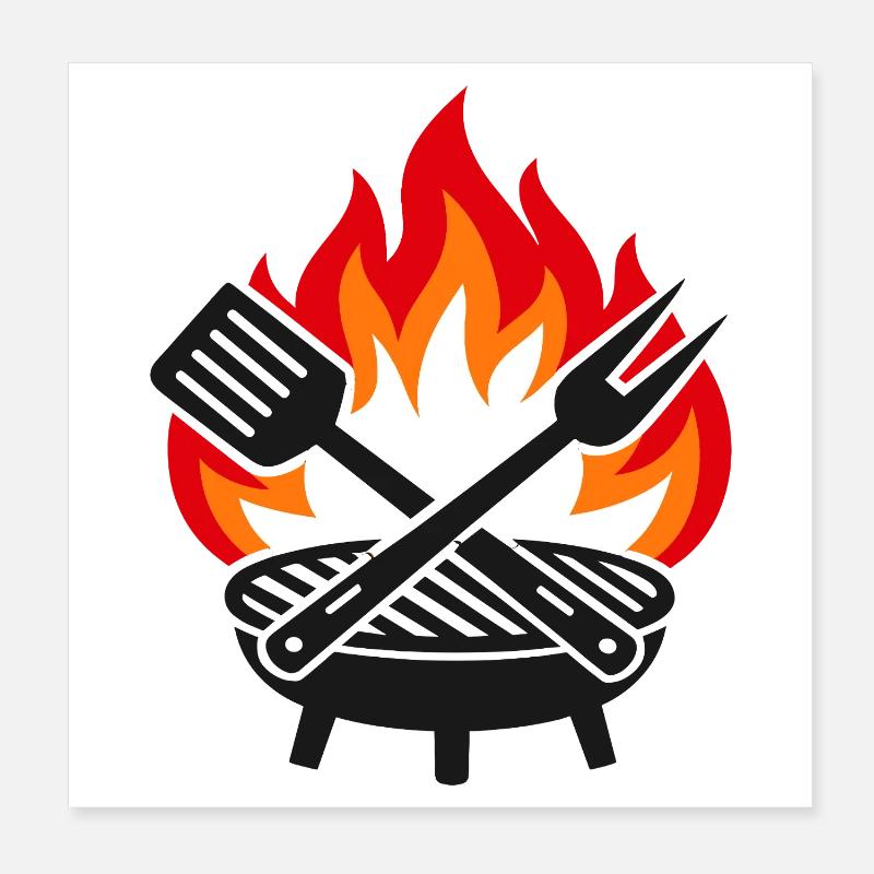 Flame Grill Summer Evening Poster 8" x 8" (20x20 cm)