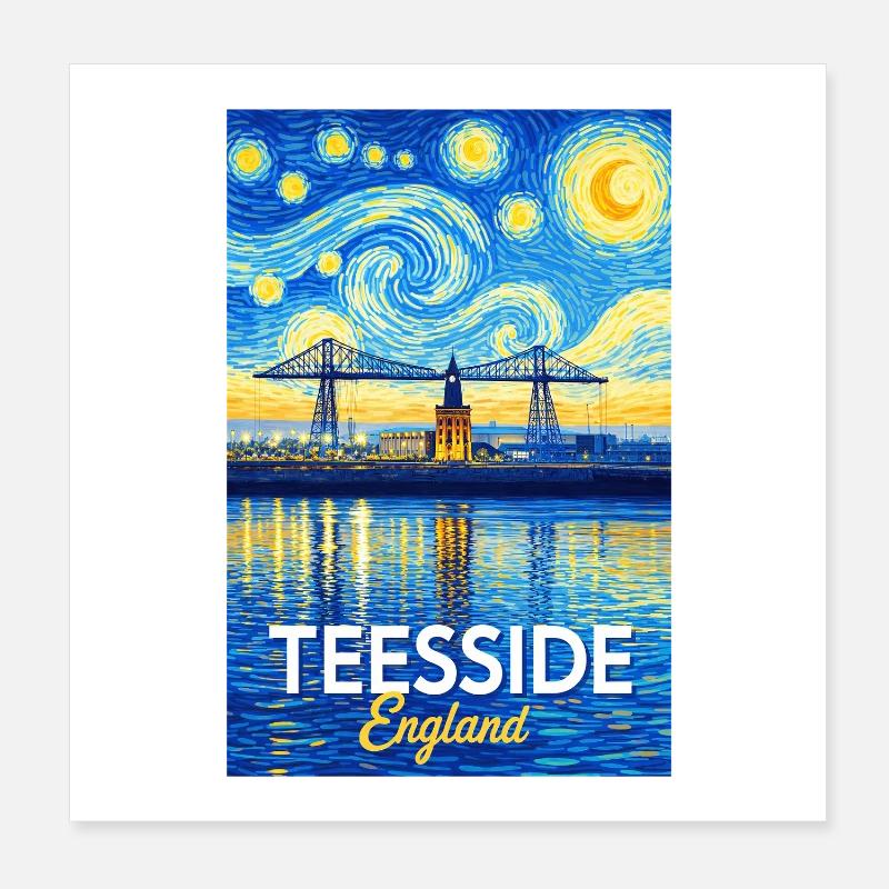 Pont néon de Teesside en Angleterre Poster 20 x 20 cm