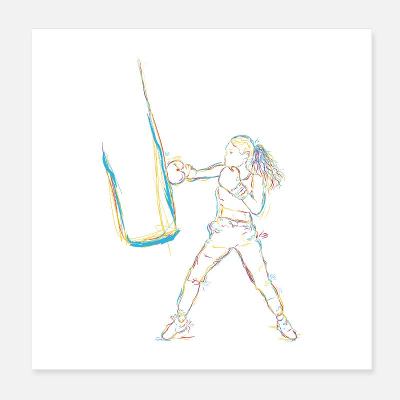 Dessin de boxeur Poster 20 x 20 cm