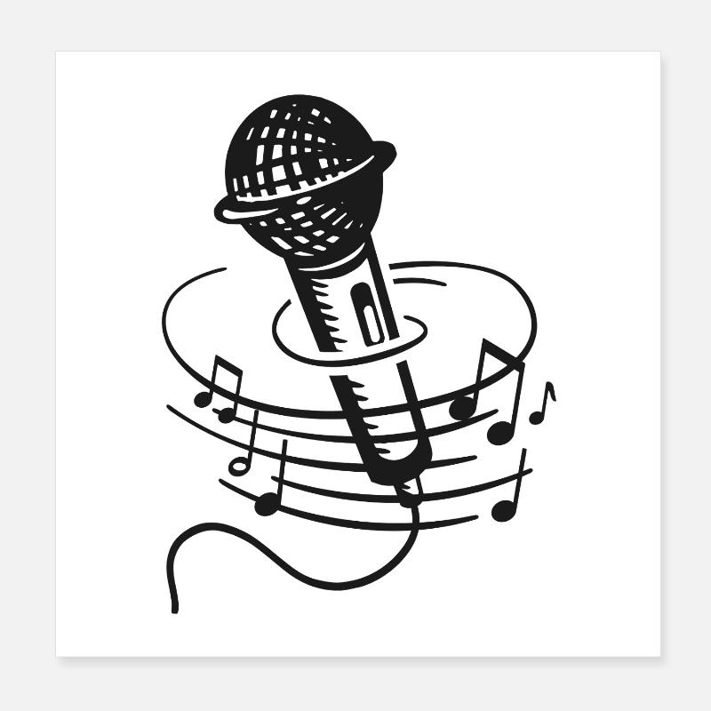 Singer Microphone Karaoke Musician Microphone Singing Poster 8" x 8" (20x20 cm)