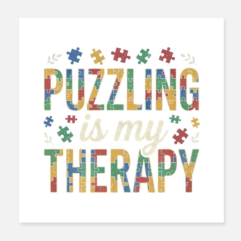Puzzling is my Therapy - Retro Puzzle Poster 20x20 cm