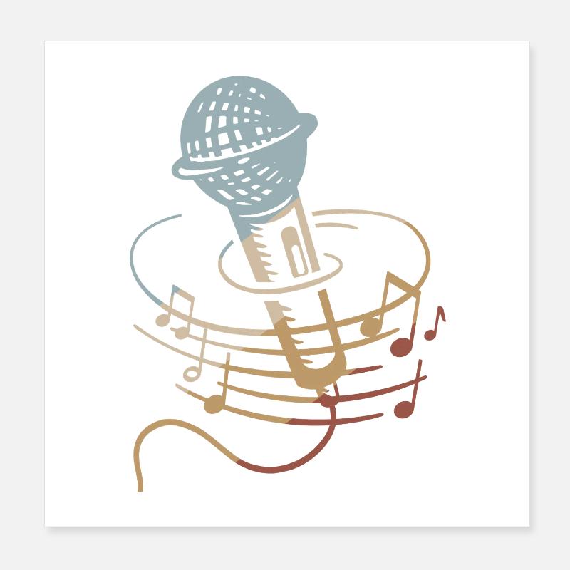 Singer Microphone Karaoke Musician Microphone Singing Poster 8" x 8" (20x20 cm)