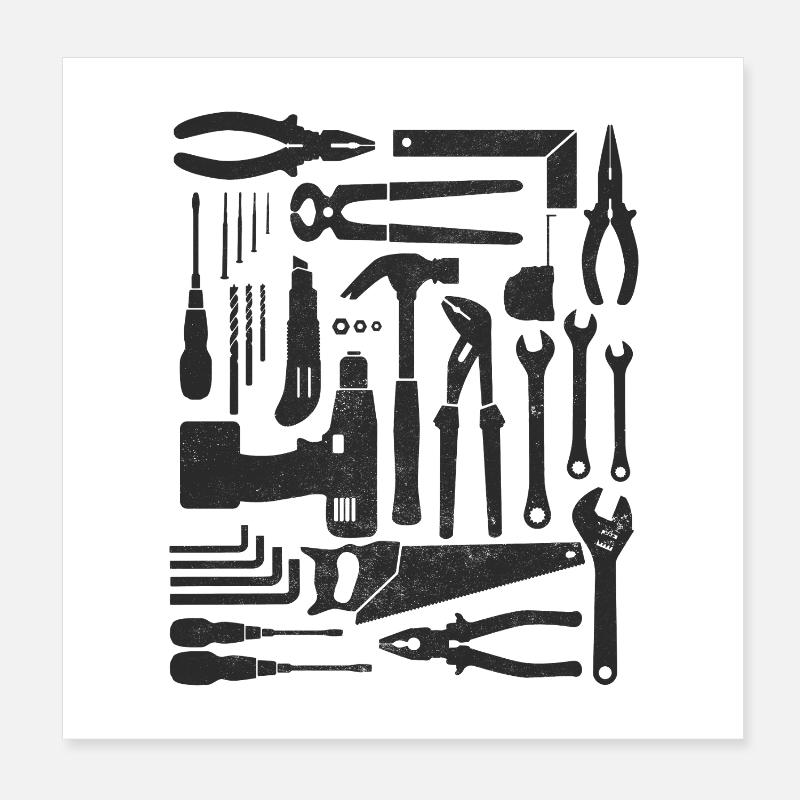 DIY Tool Set Craftsman Vintage Poster 8" x 8" (20x20 cm)