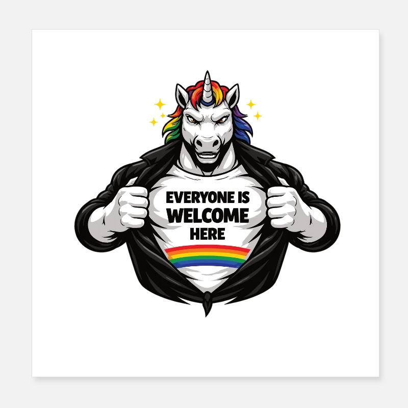 Design de déclaration arc-en-ciel Diversité & Respect Poster 20 x 20 cm