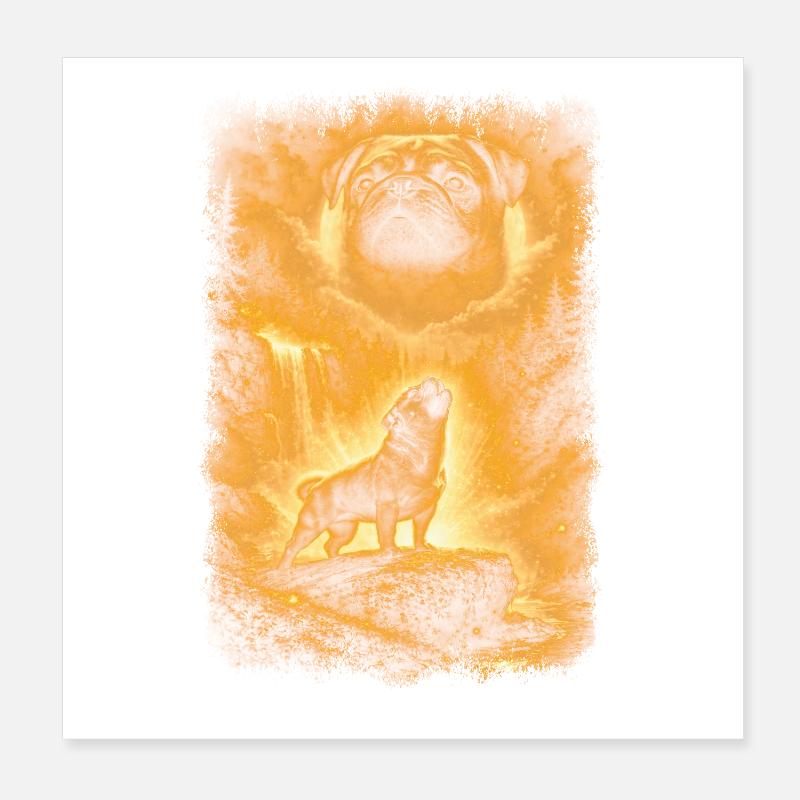 Mops, Mond Poster 20x20 cm