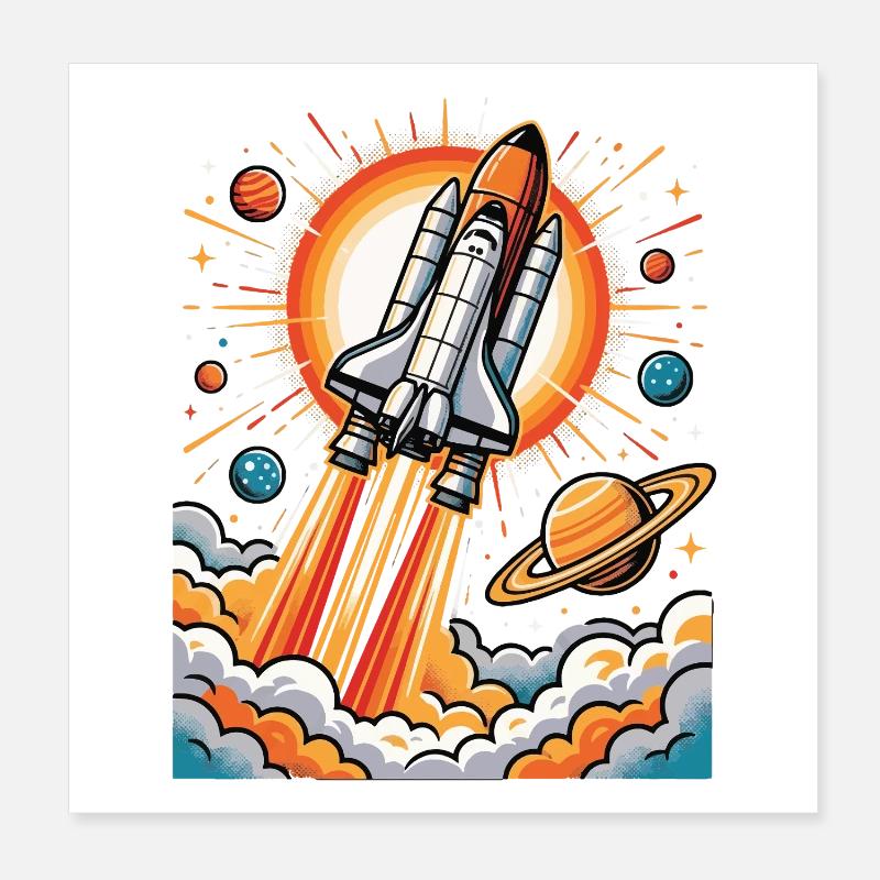 Explosion de fusée dans l’espace Poster 20 x 20 cm