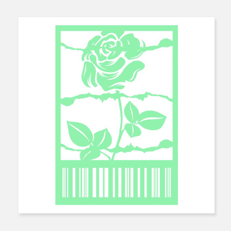 Gothic Rose Barbed Wire Barcode Urban Style Poster 8" x 8" (20x20 cm)