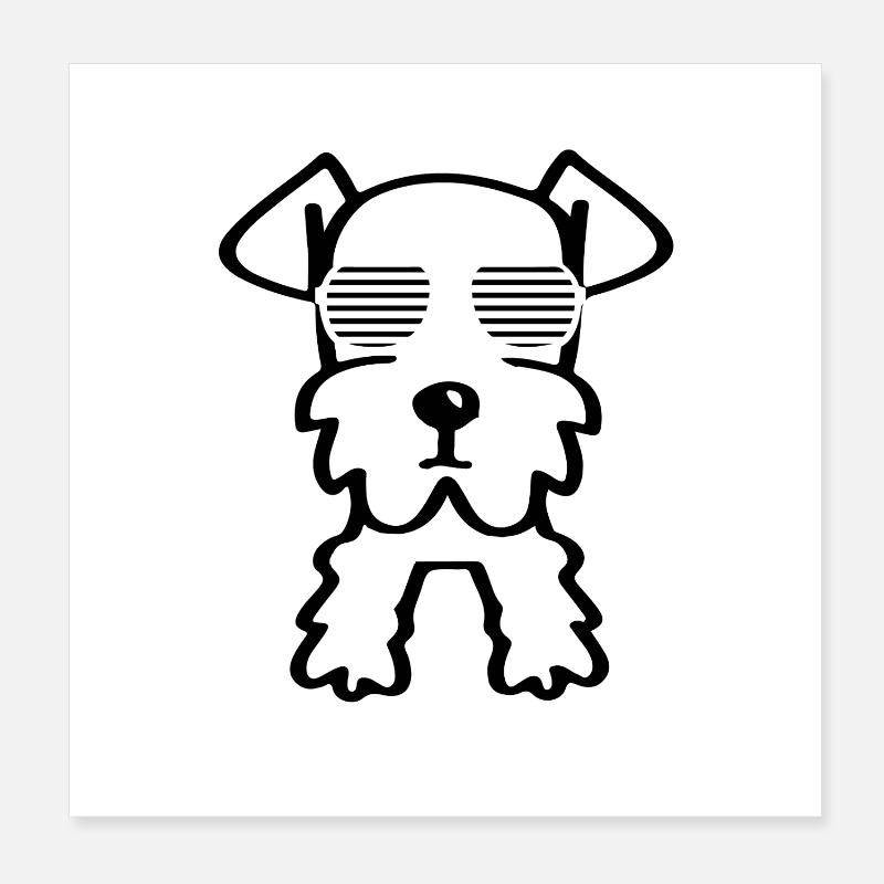 Cooler Schnauzer mit Sonnenbrille Minimalistisch Poster 20x20 cm