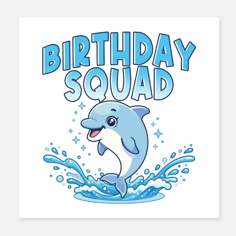 Croisière d’été Birthday Squad Beach Dolphin Poster 20 x 20 cm