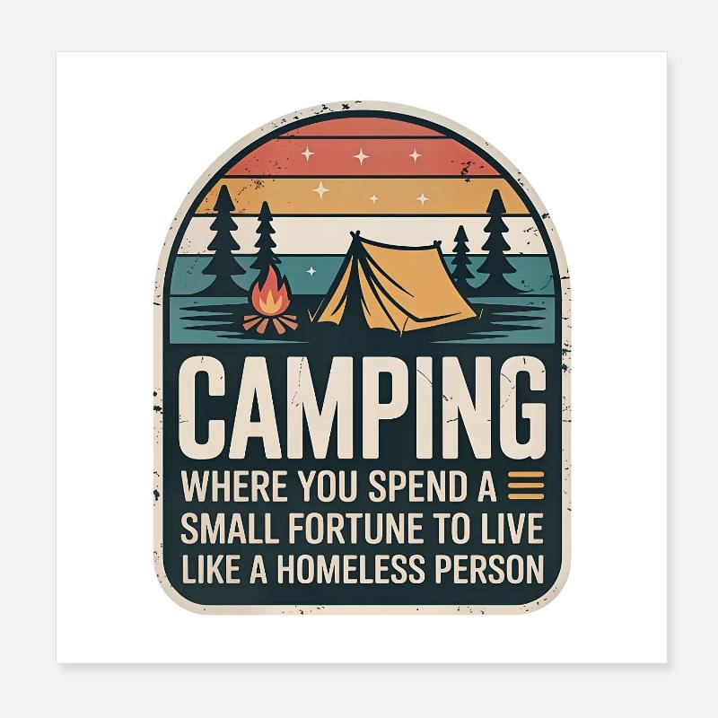 Camping Retro Design Poster 20x20 cm
