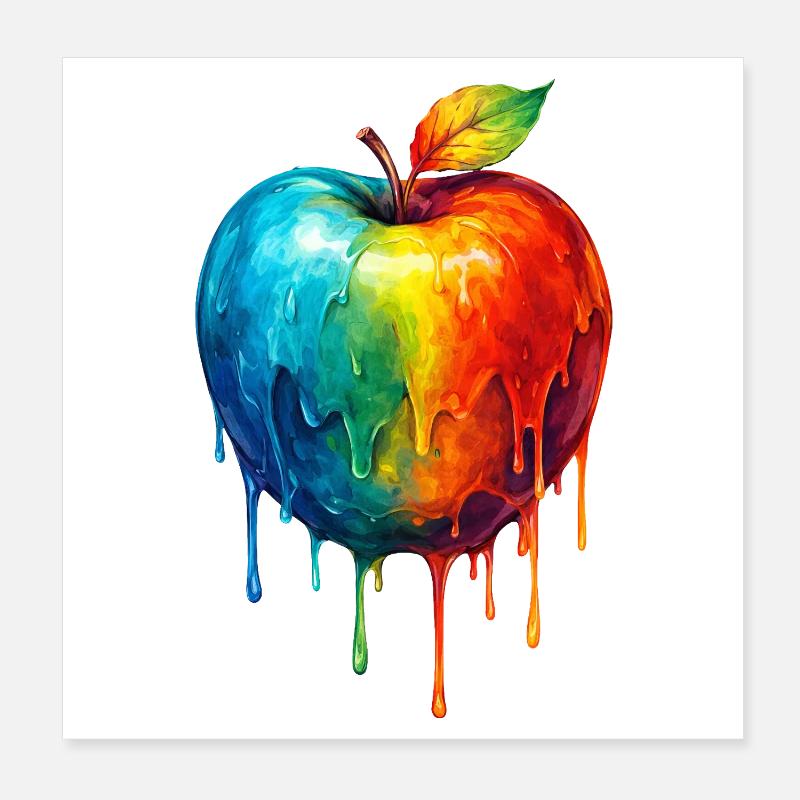 Apfel mit buntem Farbverlauf Poster 20x20 cm