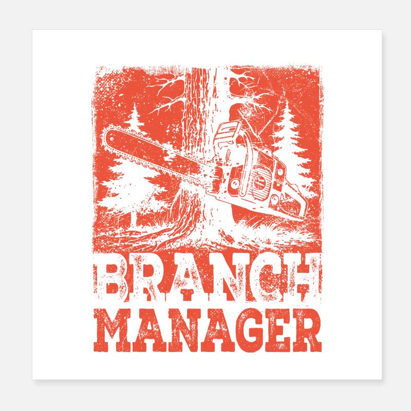 Directeur de succursale Forêt des bûcherons à tronçonneuse Poster 20 x 20 cm