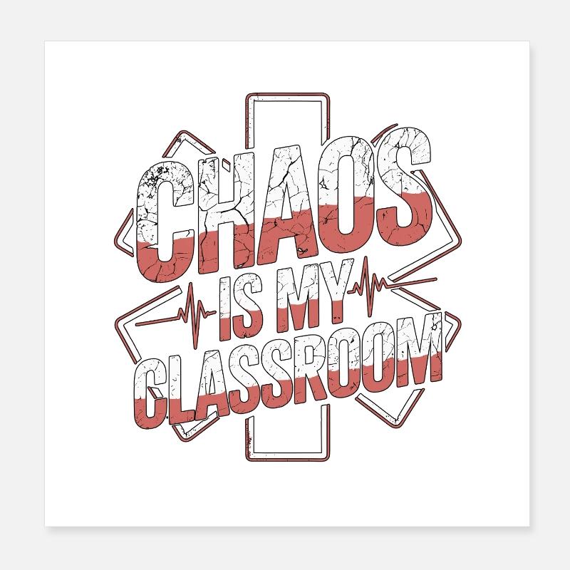 Instructeur ambulancier Chaos est mon service d’urgence Poster 20 x 20 cm