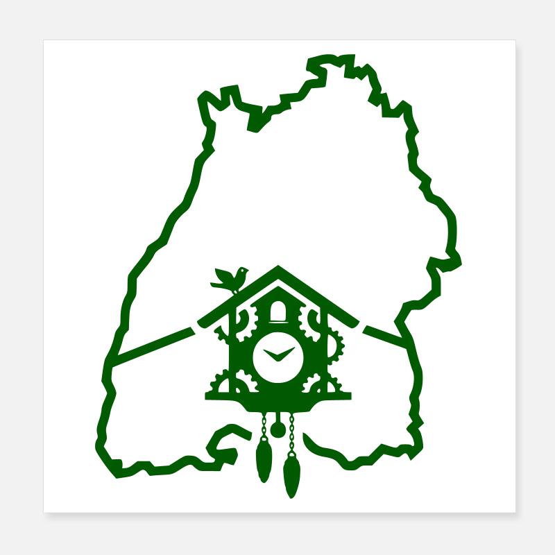 Période de Ländle : Silhouette du Bade-Wurtemberg Poster 20 x 20 cm