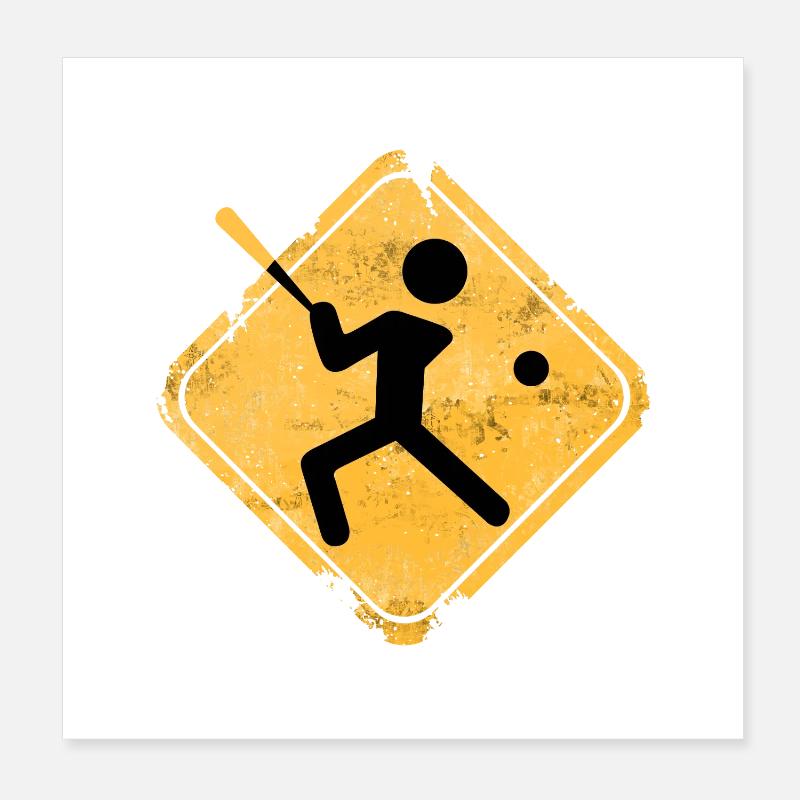 Baseball silhouette with bat Poster 8" x 8" (20x20 cm)