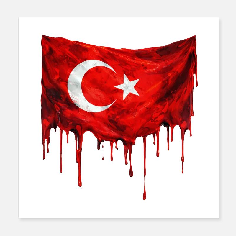 Dripping Turkey flag Poster 8" x 8" (20x20 cm)