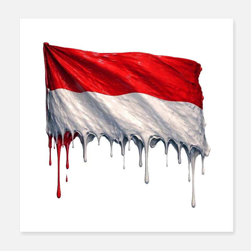 Indonesia Flag Drop Art Poster 8" x 8" (20x20 cm)