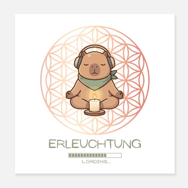 Erleuchtung loading – Funny Capybara Yoga Geschenk Poster 20x20 cm