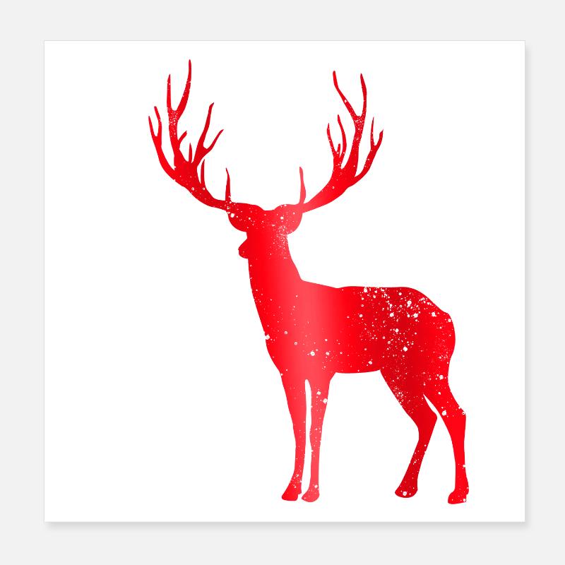 Hirsch mit Geweih Vintage Hirschgeweih Design Poster 20x20 cm