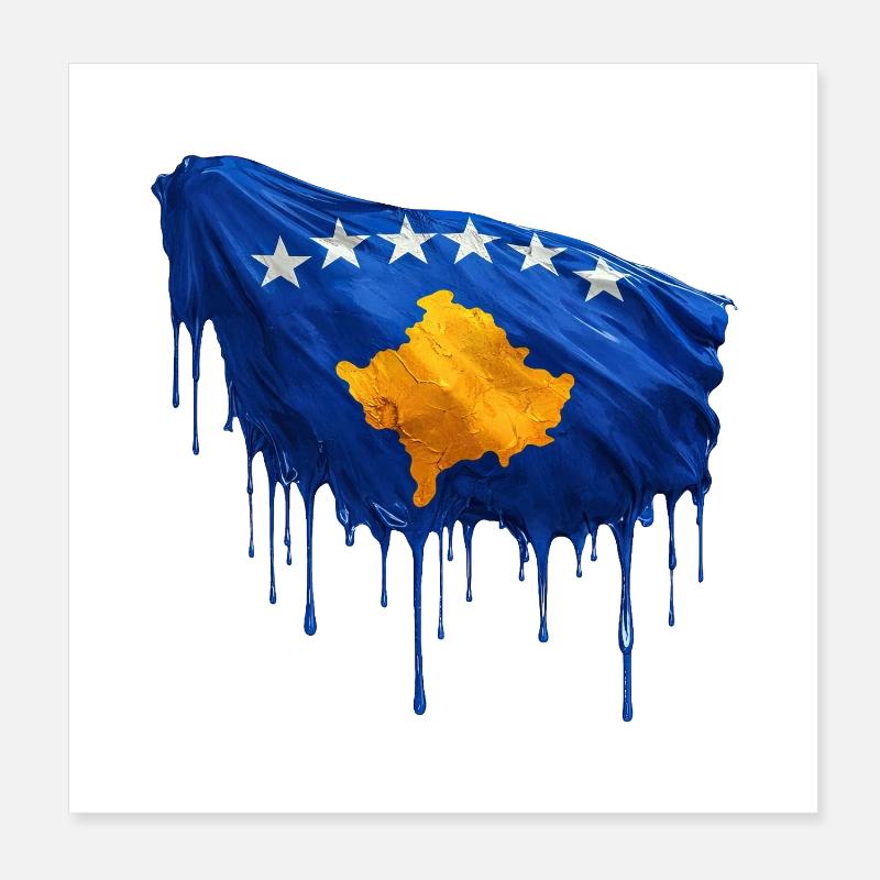 Drapeau du Kosovo couleur colorée Poster 20 x 20 cm