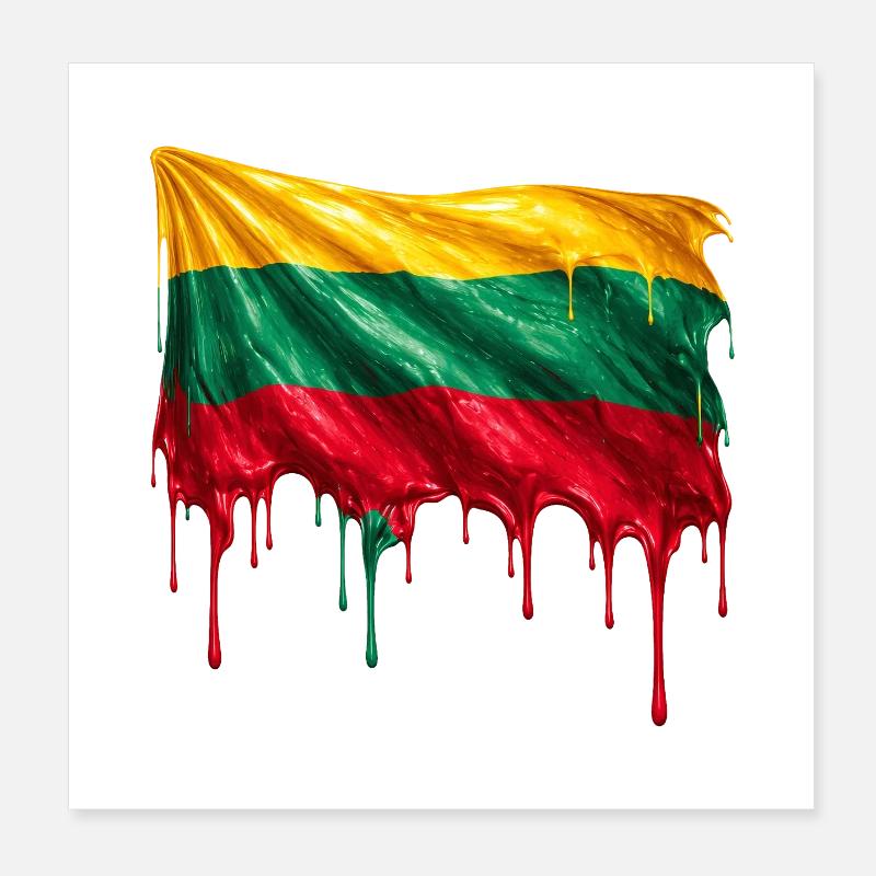 Litauiska flaggans färgstarka färg - Poster 20x20 cm - vit