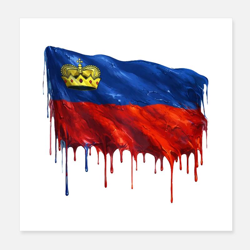 Couleurs colorées du drapeau du Liechtenstein Poster 20 x 20 cm
