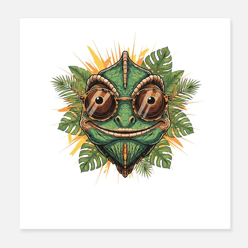 Caméléon à lunettes dans la jungle Poster 20 x 20 cm