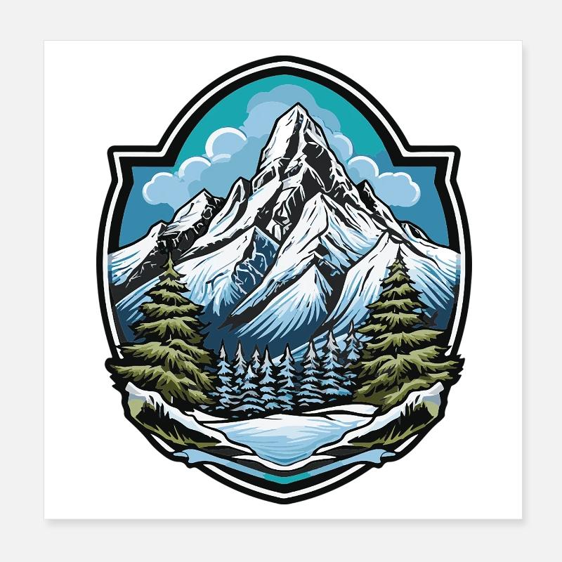 Gebirge Poster 20x20 cm