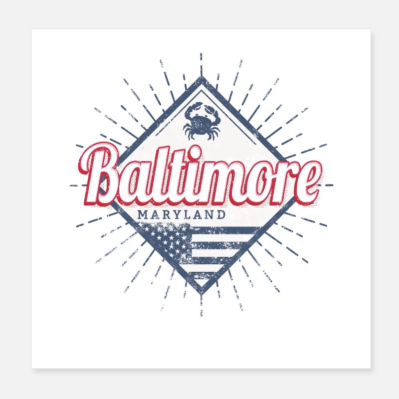 Baltimore dans le Maryland Souvenir des États-Unis Poster 20 x 20 cm