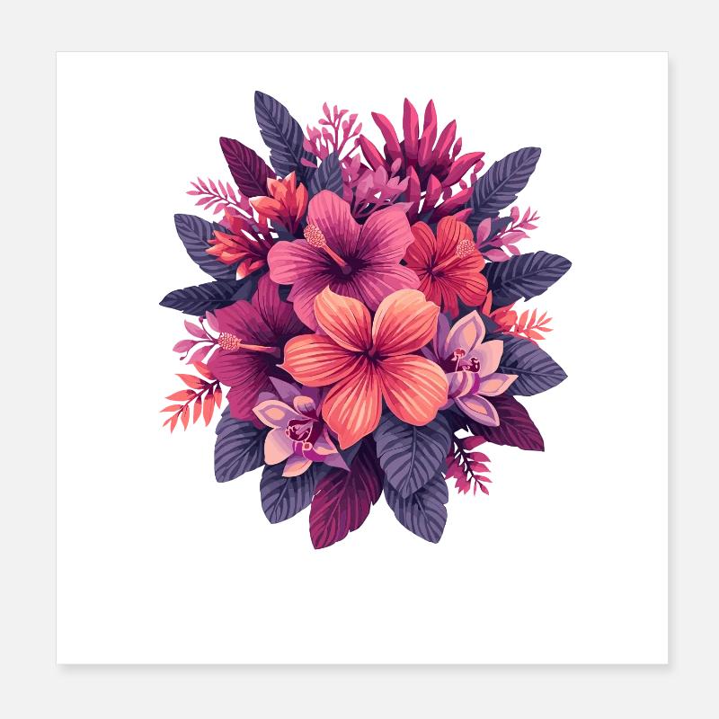 Fleurs tropicales d’hibiscus Poster 20 x 20 cm