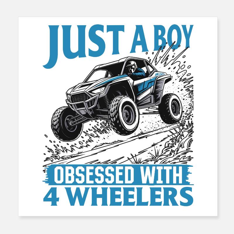 UTV Off Road Boy Men 4 Wheeler Side by side Poster 8" x 8" (20x20 cm)