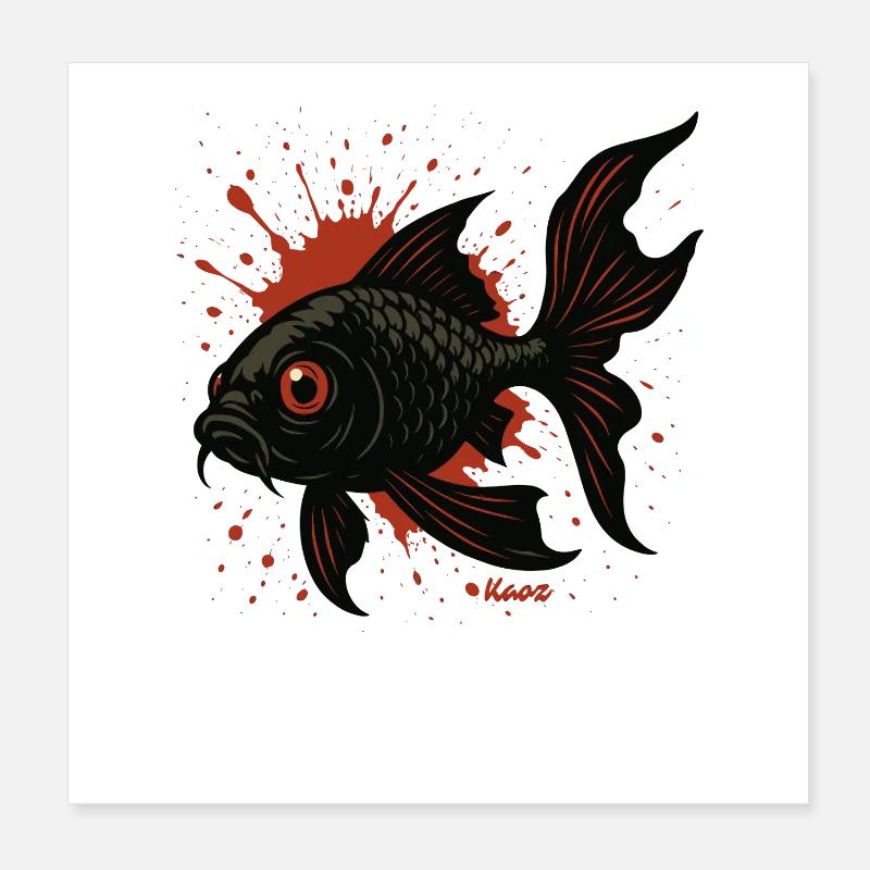 Koi Splatter: Black Fish Poster 8" x 8" (20x20 cm)