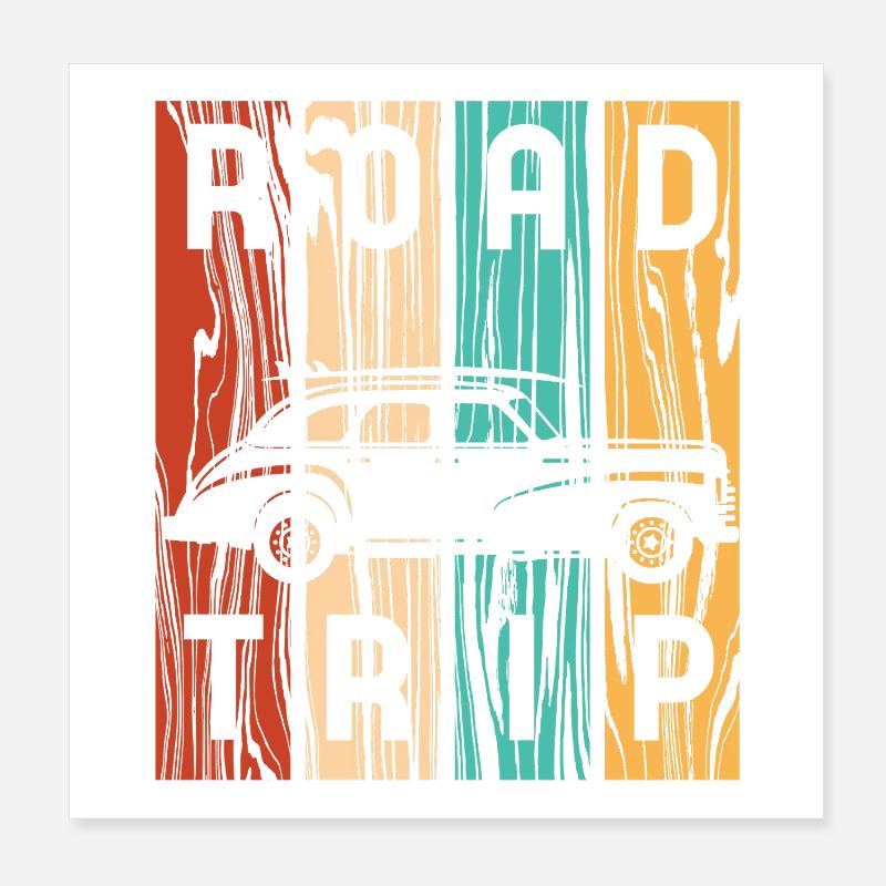 Road Trip Oldtimer-Retro-Streifen Poster 20x20 cm