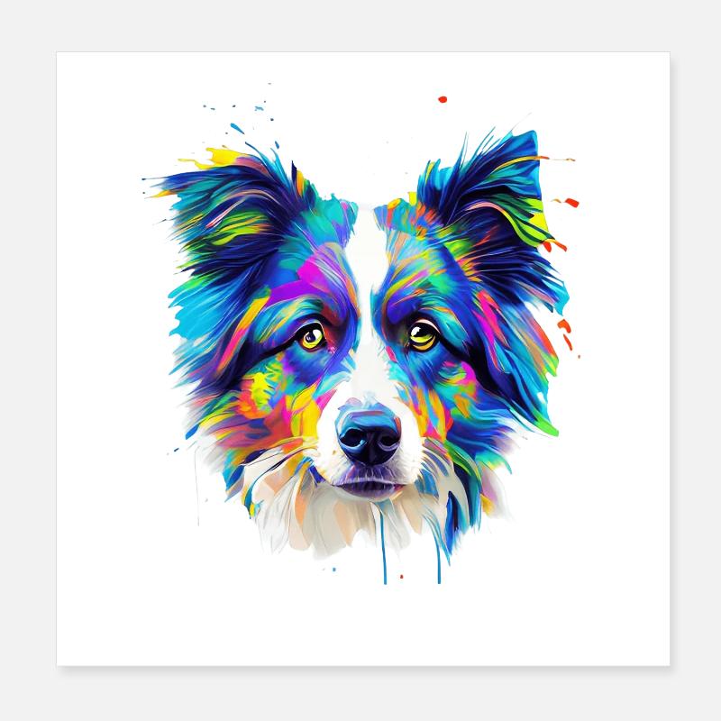 Bunte Australian Shepherd-Kunst Poster 20x20 cm