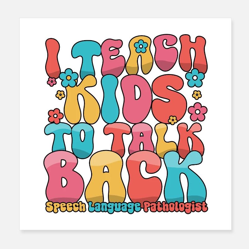 Ich bringe Kindern das Zurücksprechen der Sprachsprache bei Poster 20x20 cm