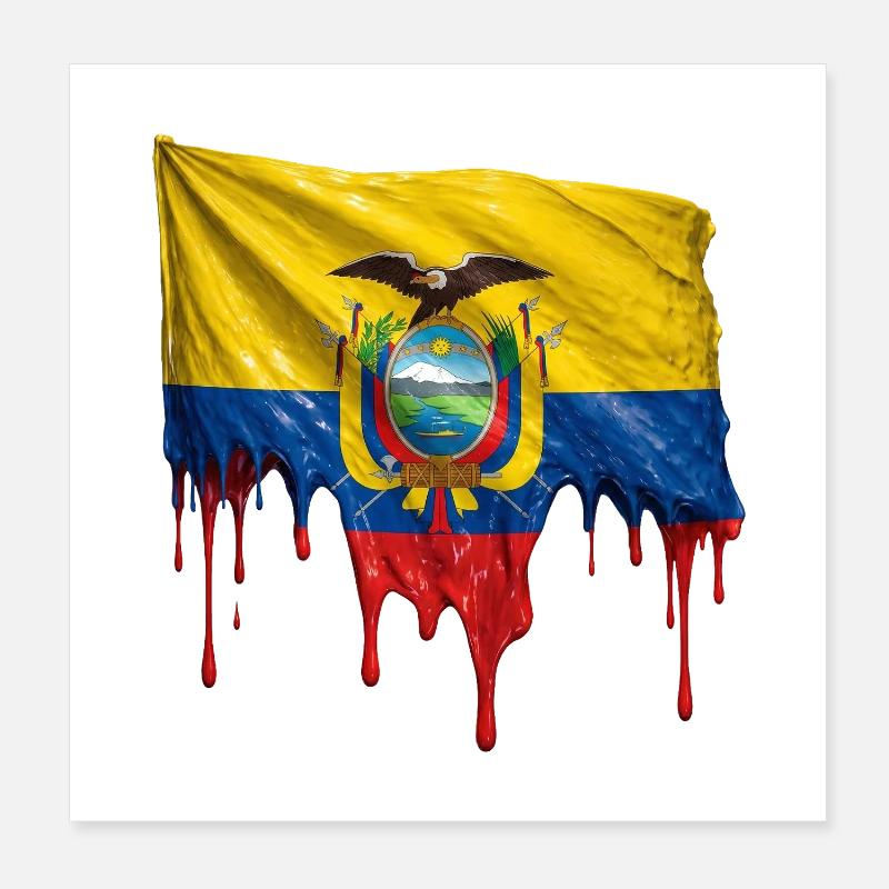 Ecuador Flaggen-Splatter Poster 20x20 cm
