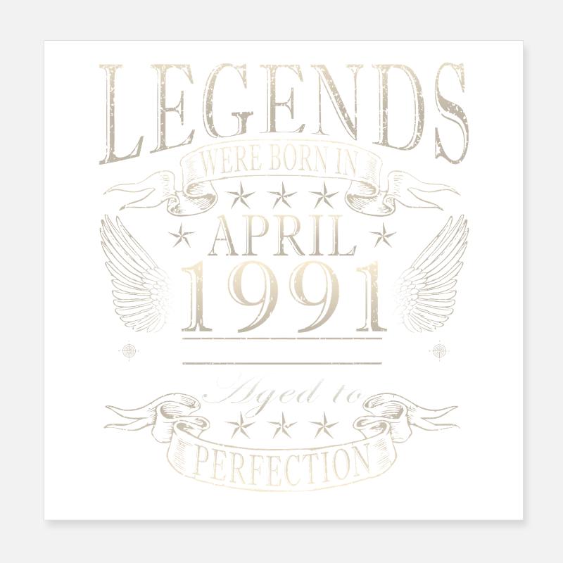 35. Geburtstag Geschenk Mann Original April 1991 Poster 20x20 cm