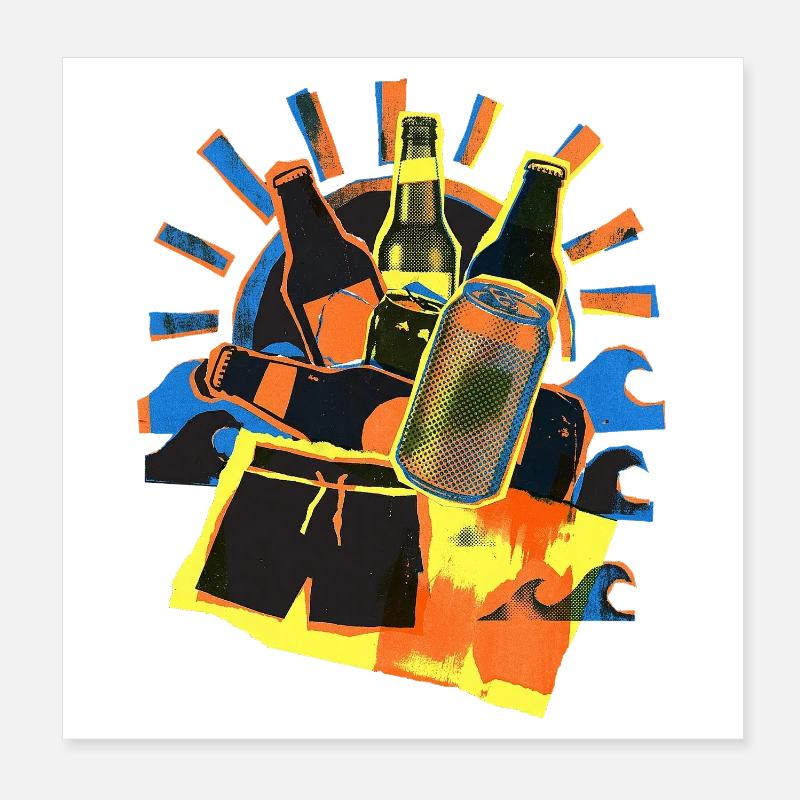 Soleil d’été de la bière Poster 20 x 20 cm