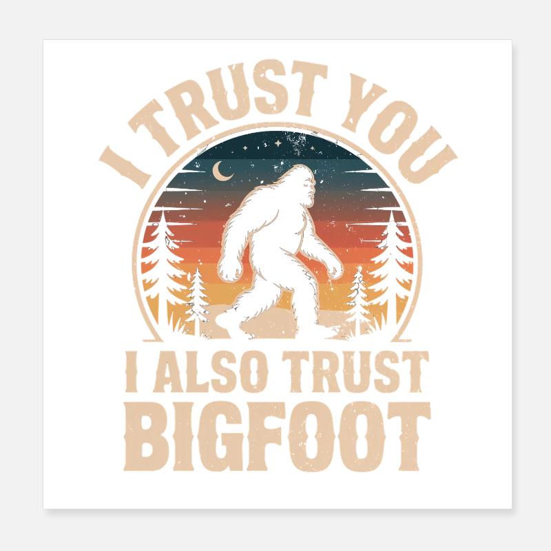 Bigfoot, Sasquatch, yéti, créatures cryptides, grand pied. Poster 20 x 20 cm