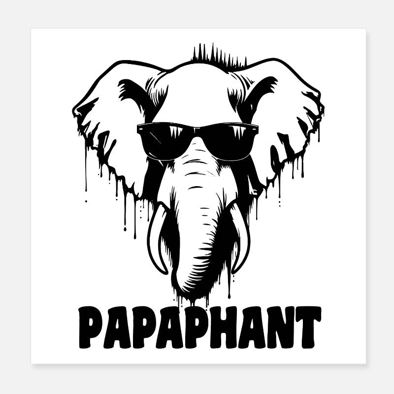 Papaphant - Elephant Father's Day Poster 8" x 8" (20x20 cm)