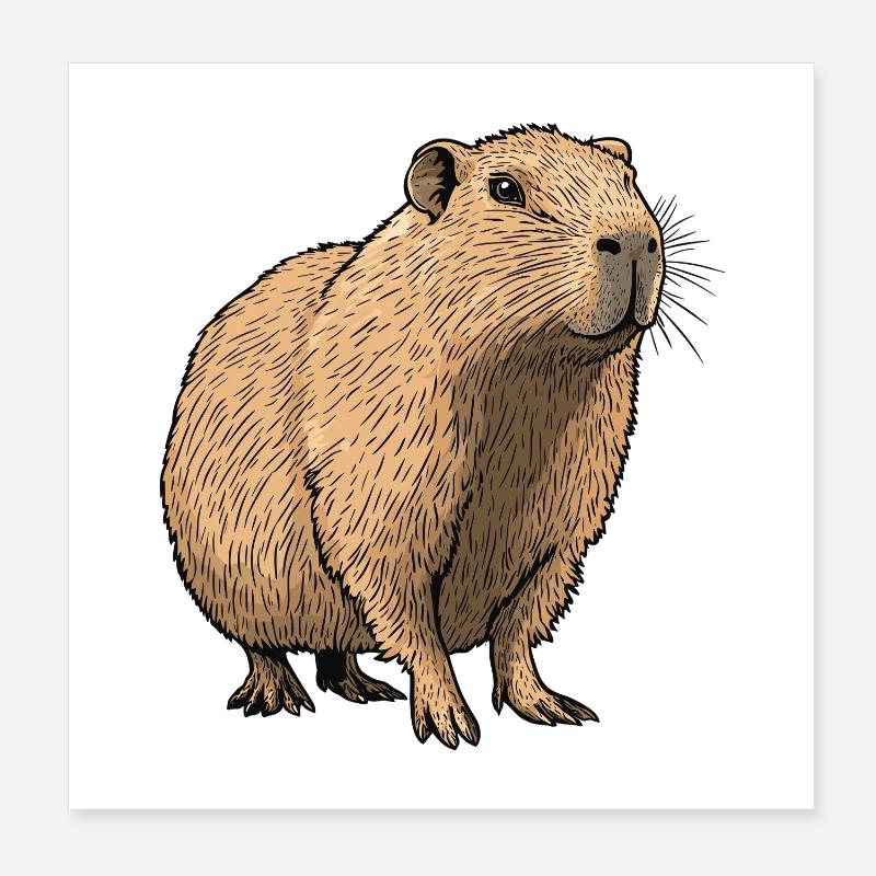 Illustration des tons de la nature sur le capybara Poster 20 x 20 cm