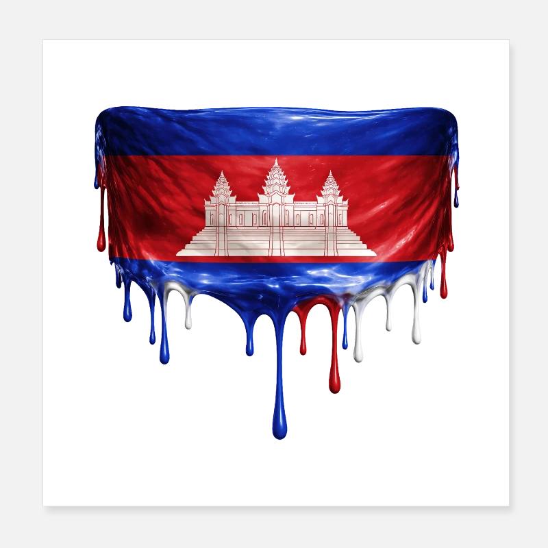 Angkor Wat Tropfenflagge Poster 20x20 cm